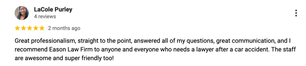 Personal Injury Lawyer Client Review